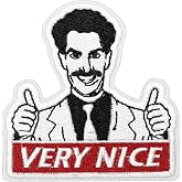 Very Nice, Funny Meme Embroidered Hook and Loop Tactical Morale Patch Military Patches for Molle Vest, Backpack, Clothing, Hat, DIY Applique Accessories, Jackets, Bag (White)