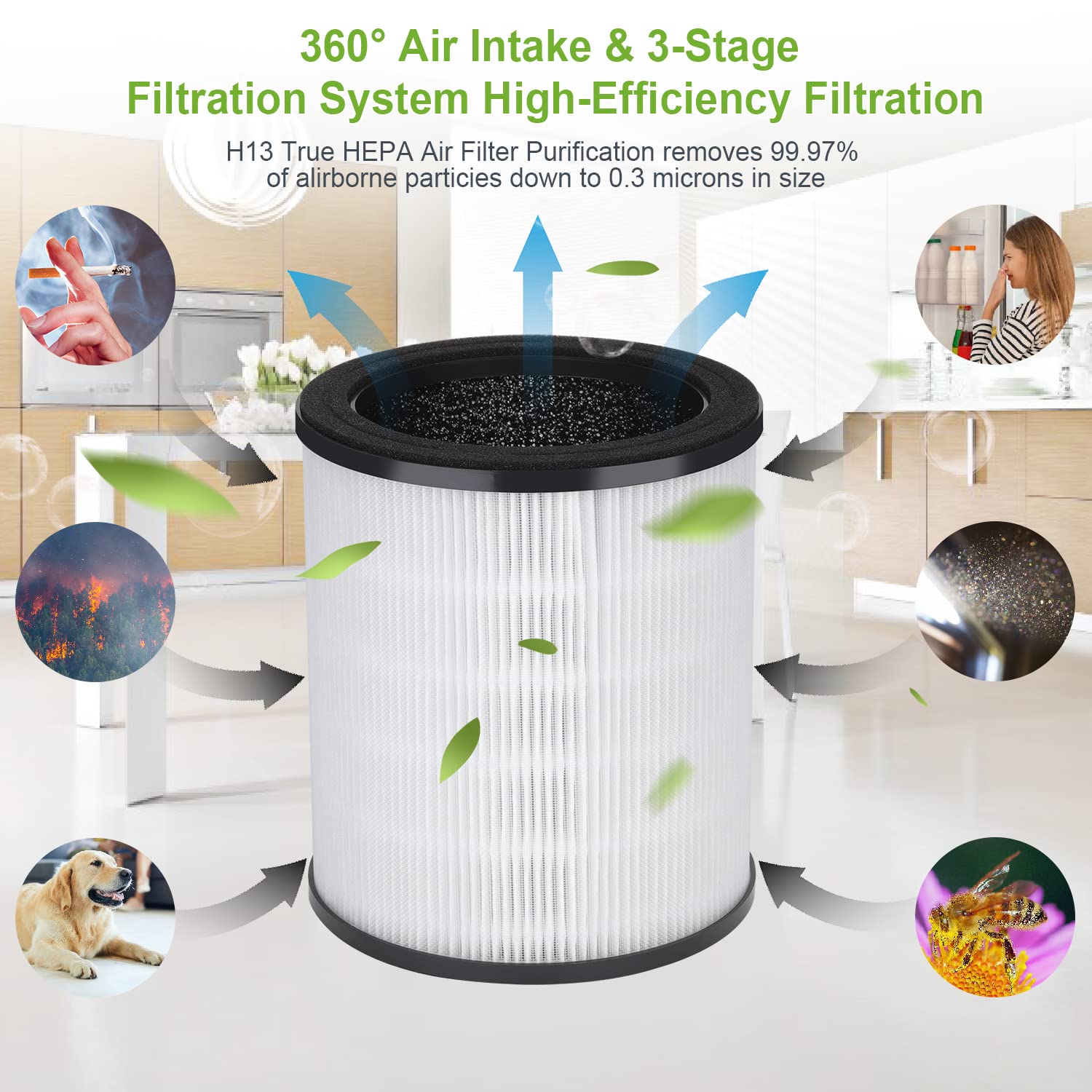 (2 Pack KJ80 Air Purifier + 2 Pack HEPA Air Filter Combo Purchase), Druiap Air Purifiers for Home Bedroom with H13 HEPA Air Filter, for Office,Babyroom,Living Room,Kitchen,Apartment,Dorm,Ozone Free
