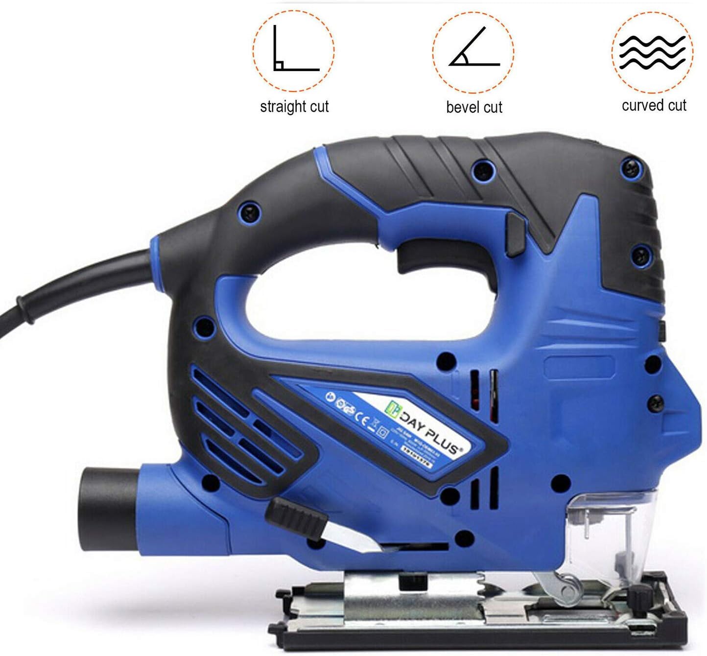 Jig Saw Tool with Blade, 800W Electric Jigsaw 6 Speeds Max Cutting in Wood 100mm Metal 10mm with Laser & LED Bevel Cut 45°Powerful Circular Saw DIY Tools