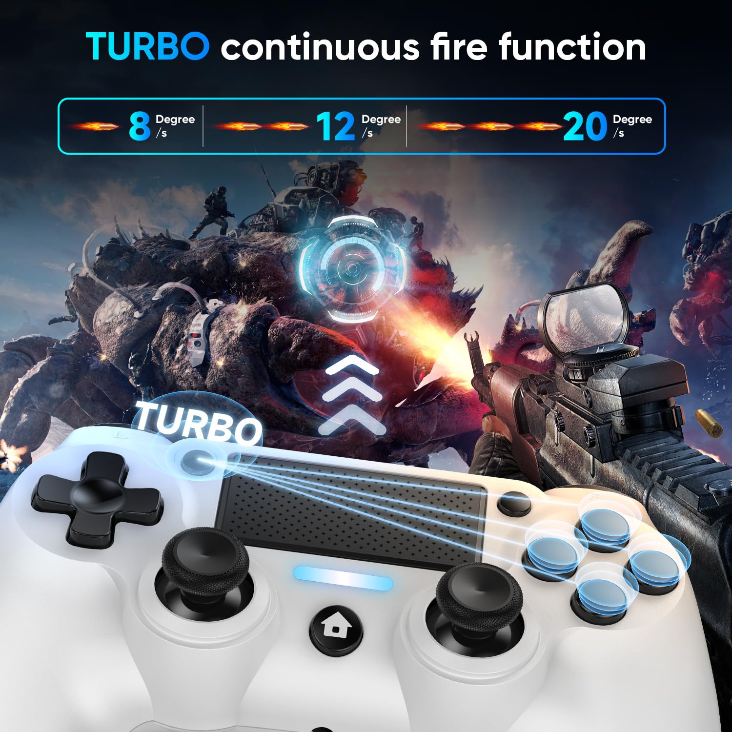 Matbip 2 Pack wireless controller for P4, wireless P4 controller with dual vibration, Turbo, type-c port (Black and White) Radio