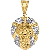 Jewels By Lux 10kt Two-Tone Gold Mens Zodiac Sign Leo Lion Head Charm Pendant