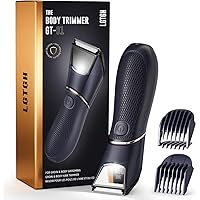 Body Hair Trimmer for Men: Pubic Hair Trimmer with Mirror & LED Light - Electric Ball Shavers with Ceramic Blades & Travel Lo