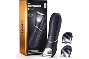 LGTGH Body Hair Trimmer for Men: Electric Ball Shaver with Mirror & LED Light - Ceramic Blade Pubic Groomer, IPX7 Waterproof for Wet or Dry Use on Groin/Legs/Chest, Features Travel Lock