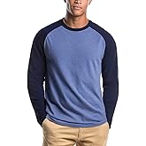 Zengjo Raglan Shirt Men Long Sleeve Colorblock Baseball Tee Casual Knit Jersey Top