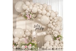 ZIZASARY 114pcs white Sand Balloons Different Sizes Pack, 18 12 10 5 Inches Cream Beige Sand White Latex Balloon Garland Arch for Birthday Graduation Anniversary BOHO Wedding Baby Shower Decoration