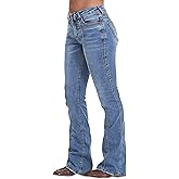 Flamingals Boot Cut Jeans for Women Mid Rise Butt Lifting Stretchy Trendy Bell Bottom Flare Denim Jeans
