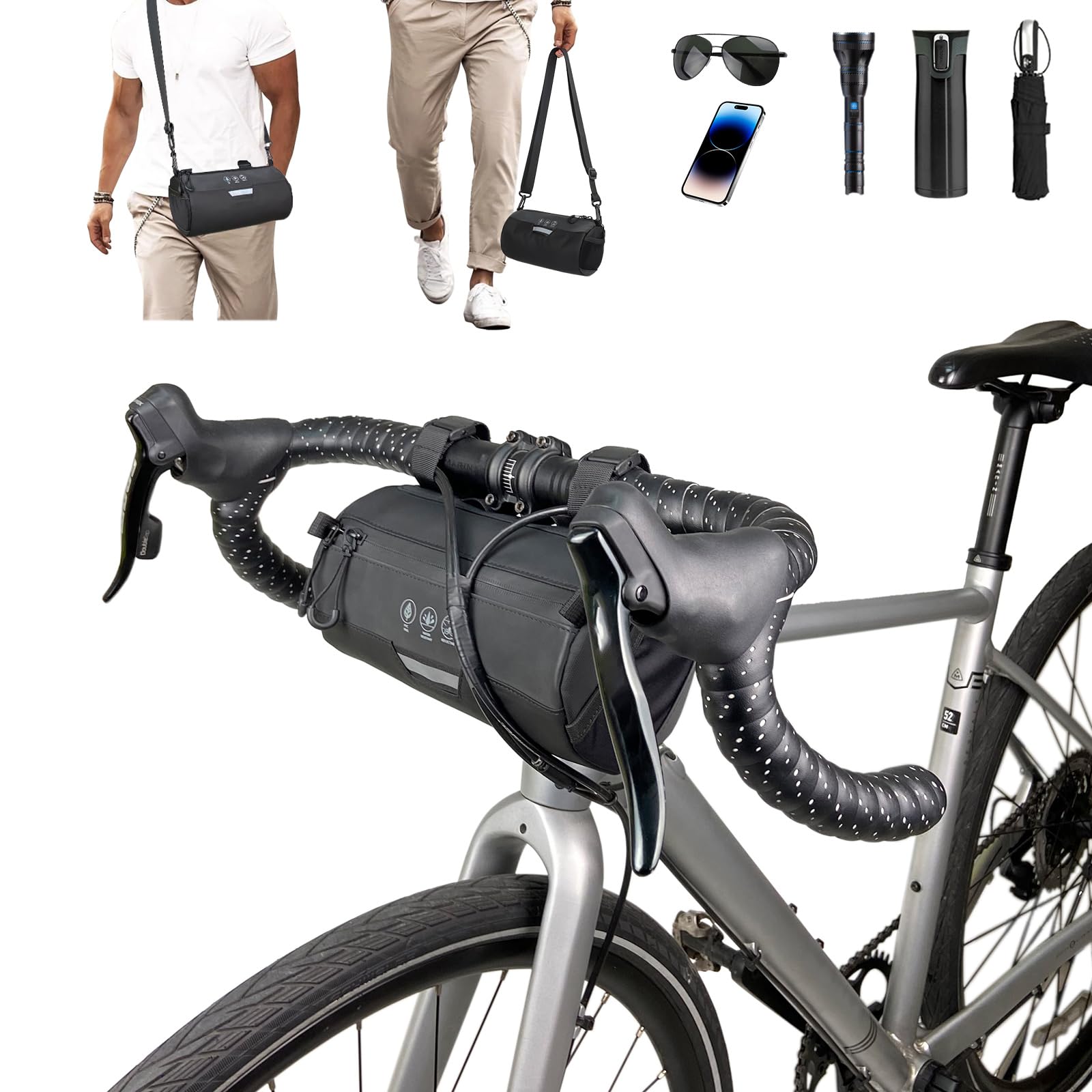 HUIJUTCHEN Bike Bag 2L Waterproof Bicycle Handlebar Bag with Shoulder Strap and Reflective Area for Road Mountain Bike Cycling Travel