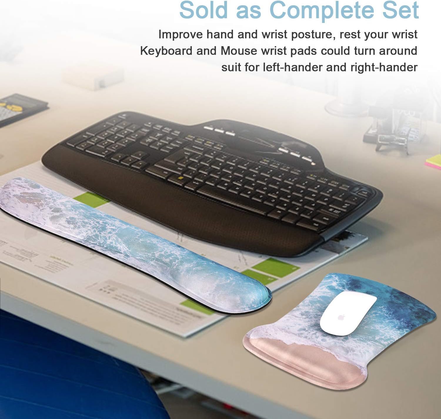 iCasso Keyboard Wrist Rest and Mouse Wrist Rest Pad, Made of Memory Foam, Ergonomic Support, Easy Typing and Relieve Wrist Pain, Perfect for Gaming, Computer, Office, Laptop - Beach: Home Audio & Theater