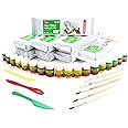 Pepy Premium European Air Dry Modeling Clay with 8 2.2 lb Bars of White Clay, Plus 19 Jars of Paint, 5 Brushes and 3 Sculpting Tools, Easy to Use Clay for Classroom and Crafts Projects