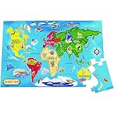 Melissa & Doug World Map Jumbo Jigsaw Floor Puzzle (33 pcs, 2 x 3 feet)