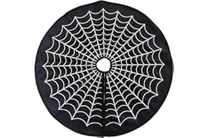 Halloween Tree Skirt - 24 Inch Spider Web Tree Skirt | Holiday Spooky Mat for Farmhouse Fall Outdoor Indoor Haunted House Yar