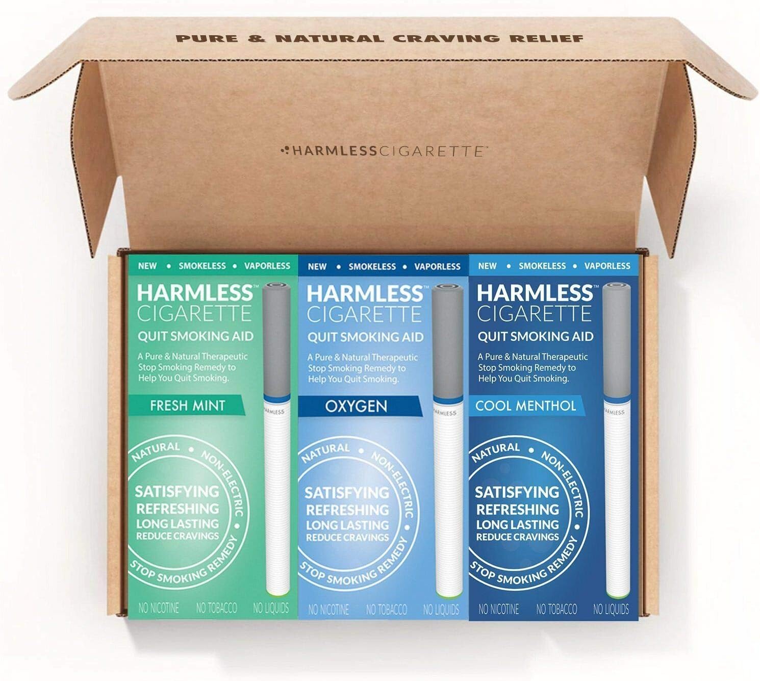 No.1 Safe & Natural Remedy to Quit Smoking and Stop Smoking Without Nicotine, Safe for All Smokers and Can be Used in Combination with NRT (Cool Menthl,Fresh Mint,Oxygen, 3 Pack)