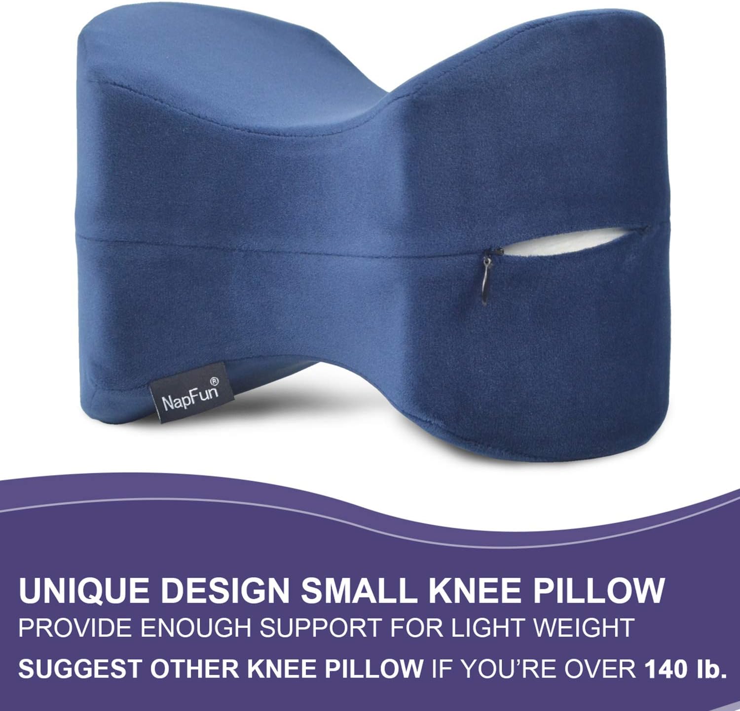 napfun Knee Pillow Between Legs for Sleeping, Orthopedic Knee Pillow for Side Sleepers&100% Pure Memory Foam Leg Pillow for Sciatica Pain Relief, Hip Pain, Back Pain, 1 Pcs, Dark Blue: Home & Kitchen