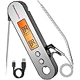 ThermoPro TP610 Digital Meat Thermometer for Cooking, Rechargeable Instant Read Food Thermometer with Rotating LCD Screen, Wa