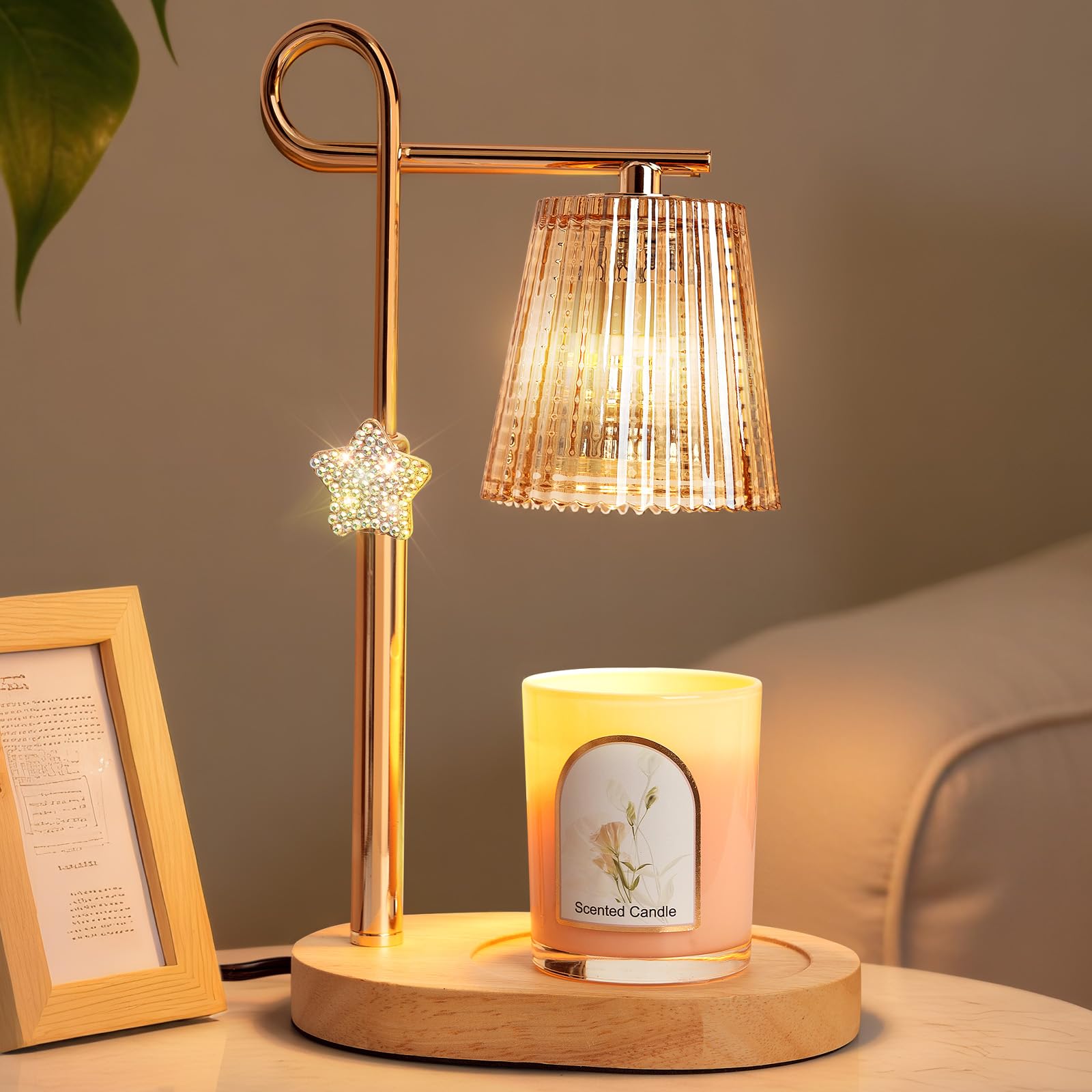 SHARE&CARE Candle Warmer Lamp - Valentine's Festive Metal Wax Melter with Timer & 4 Dimming Modes, Gift-Ready for Women, Christmas, Birthday, Women Gift for Mom, Wife,Her (Gold-St)