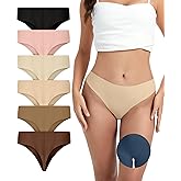 OVRUNS Camel Toe Underwear Thong for Women 6 Pack Cameltoe Proof Concealer No Show Panties Seamless Workout Underwear