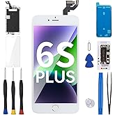 BESJMYT for iPhone 6S Plus Screen Replacement with Home Button 5.5" White | 3D Touch LCD Display Digitizer Fix Tool Full Assembly with Front Camera Speaker Sensor Glass Protector Repair Kit A1634 A1687