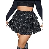 MakeMeChic Women's Plus Size Cheetah Print Mini Skirt Ruffle Tiered A Line Y2K Party Skirts