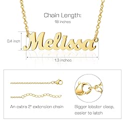 Ldurian Custom Name Necklace, Melissa Name Plate
