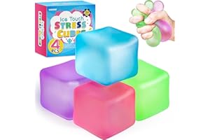 VISCOO 4 Pack Stress Cube, Slow Rising Ice Cube Stress Balls for Adults Kids, Sensory Fidget Toy for Anxiety Relief, Square Shape Squishy Balls for Classroom Prizes, Nice Cube Squishy for Party Favors