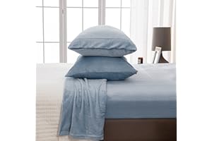 Great Bay Home 4-Piece Velvet Plush Micro Fleece Queen Size Sheet Set - Deluxe Microplush Non-Pilling Bed Sheets- Lavish Sherpa Winter Bedding Set (Pearl Blue)