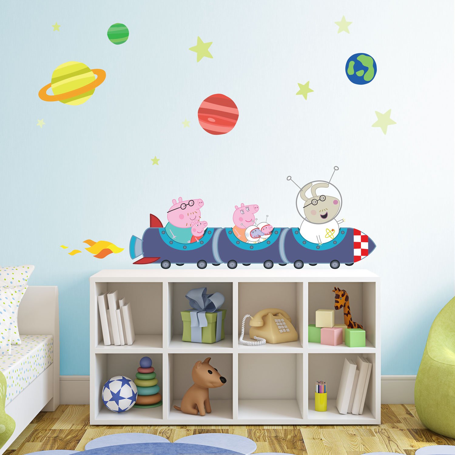 Stickerscape Peppa Pig Space Wall Stickers (Rocket Train - Large Size)| Official Peppa Pig Wall Decal, Wall Decor | Easy to Apply, Cleanly Removable
