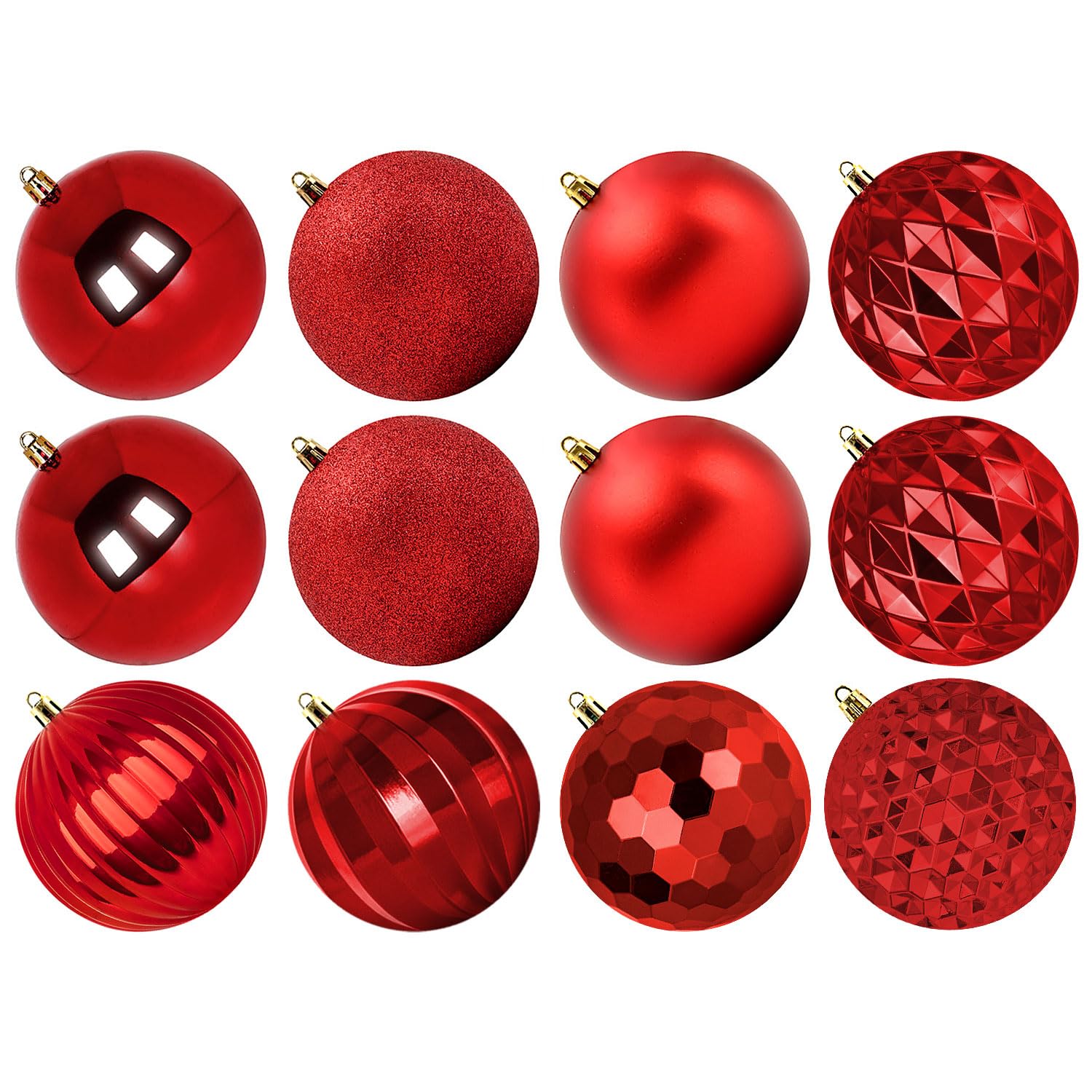 Photo 1 of Benjia Extra Large Size Outdoor Christmas Ornaments, Oversized Huge Big Shatterproof Xmas Christmas Plastic Balls for Outside Lawn Yard Tree Hanging Decorations (4"/100mm, Red, 12 Packs)