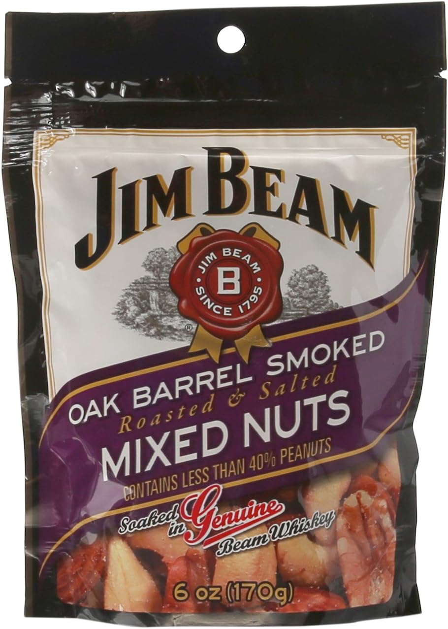 Jim Beam Nuts Oak Barrel Smoked Mixed Nuts, 6 Ounce