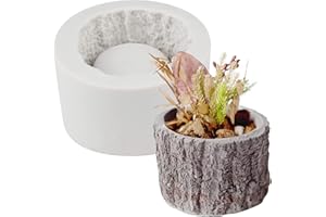 Funshowcase Tree Stump Flower Pot Silicone Mold for Epoxy Resin Concrete Clay Succulent Planter Ashtray Candle Holder, Small 