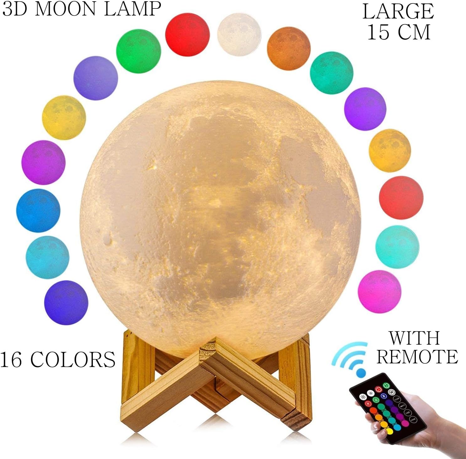 Paperiva Plastic 3D Moon Shaped LED Lunar Lamp (15cm/Large, Multicolour)