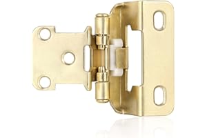 Vallecloud 4 Pack (2 Pair) Brass Gold Cabinet Hinges for Kitchen Cabinet Door, Partial Wrap Self Closing 1/2" Overlay Kitchen Cabinet Hinges, Semi Hidden Cabinet Hinge for Cabinet Doors