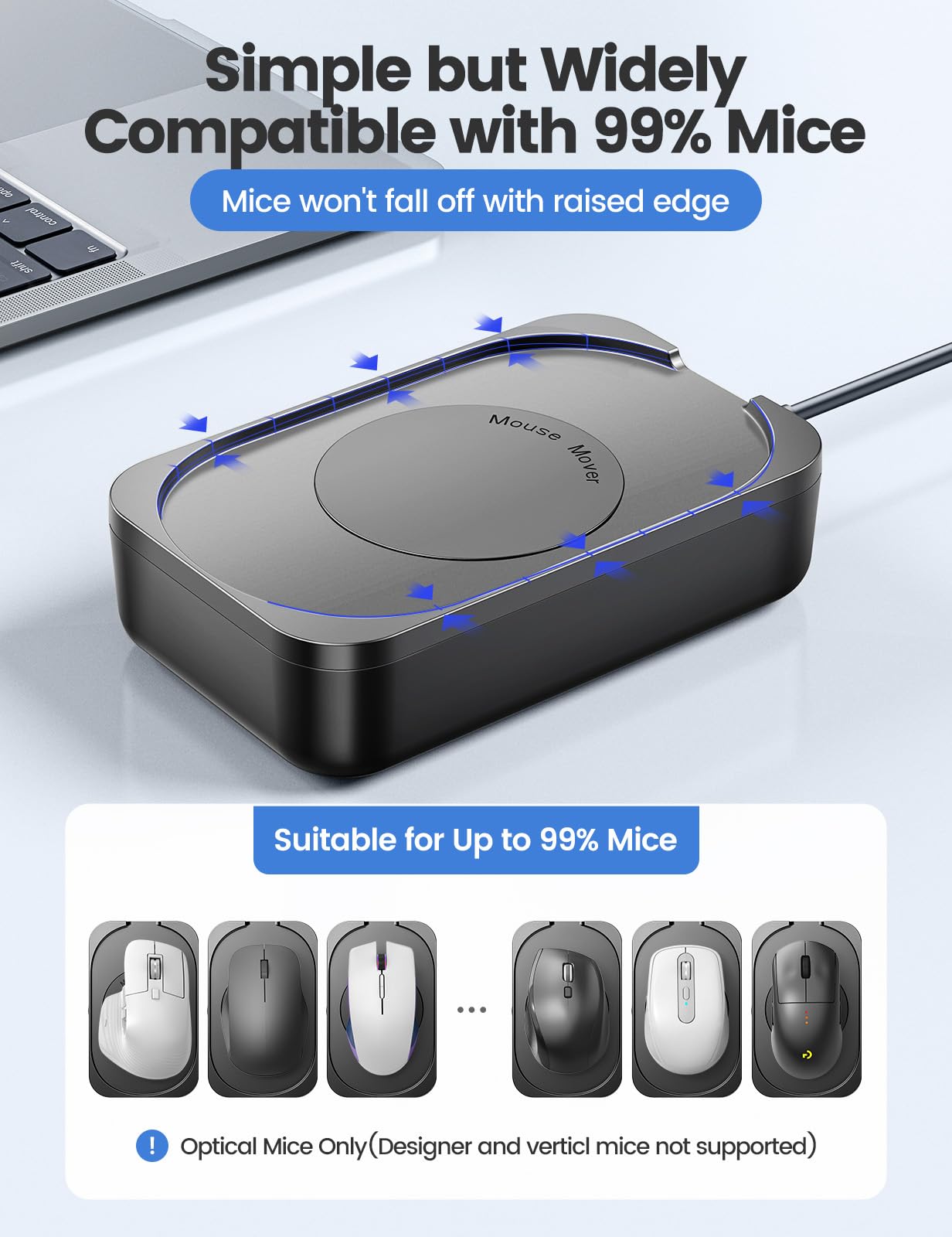 Meatanty Easier-to-Use Mouse Jiggler, 100% Undetectable Mouse Mover, Automatic Mouse Shaker Wiggler Computer Moving Device Pad, Mechanical Random Vibration for Office Remote Work and Life Balance
