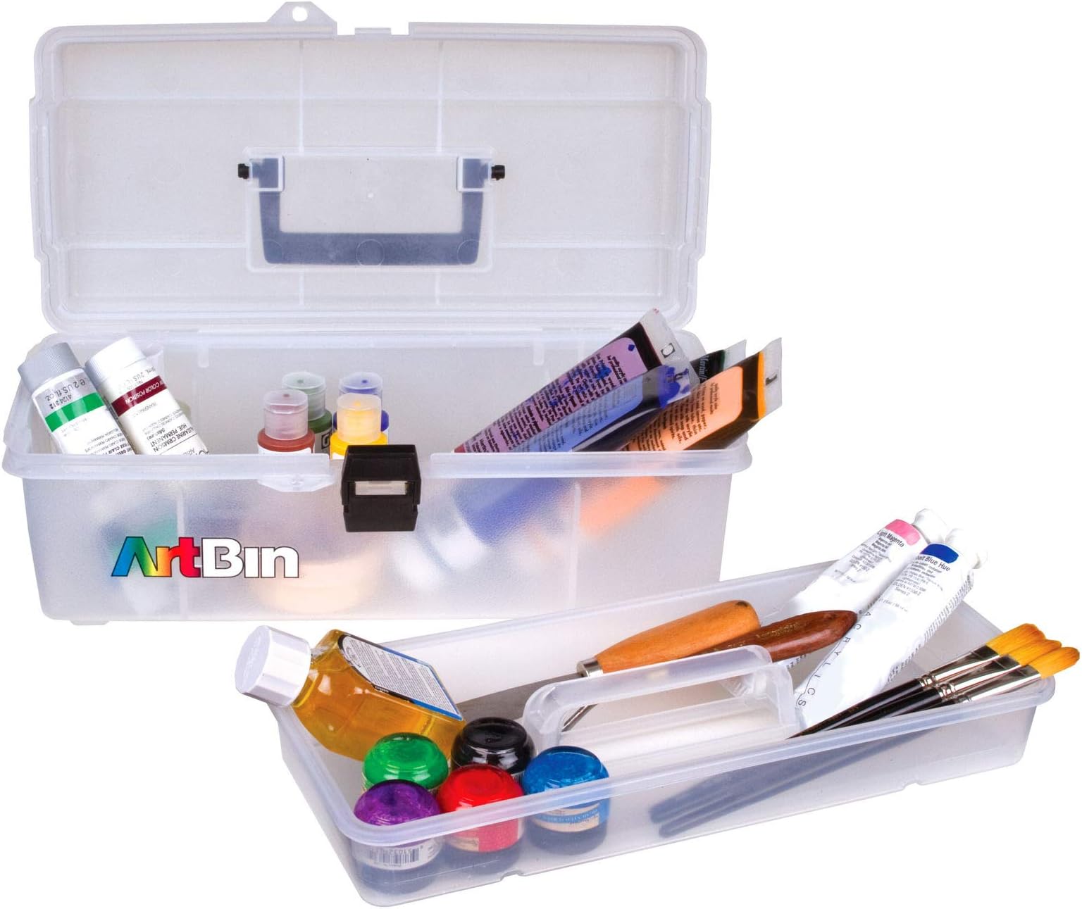 ArtBin 6965AB 35.53 cm Lift-Out Tray Storage Box Translucent Clear with Black Latches