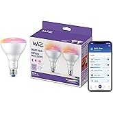 WiZ Connected 65W BR30 LED Smart Light Bulbs - Connects to Your Wi-Fi - E26 Smart Bulb - Control with Voice or App + Activate with Motion - Matter Compatible - 2 Pack