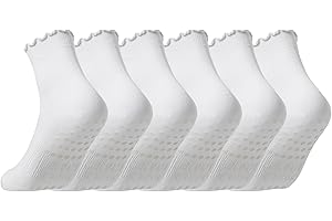 CoolMate 2/4 Pairs Pilates Socks with Grips for Women, Yoga Socks, Crew Non Slip Women for Workout, Barre, Pilates Gifts