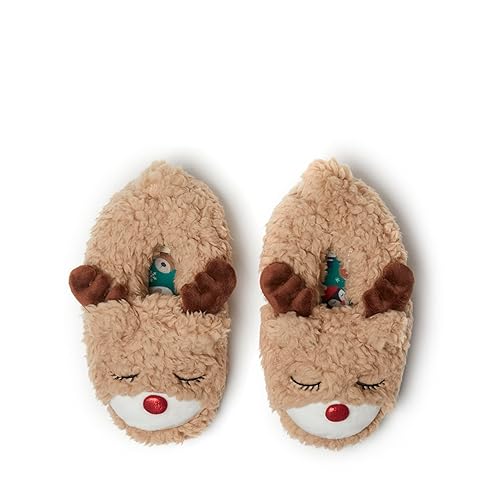 Dearfoams Toddlers Whimsical Animal Critter Washable Slipper, Kids Reindeer, 2-3 US Unisex Big