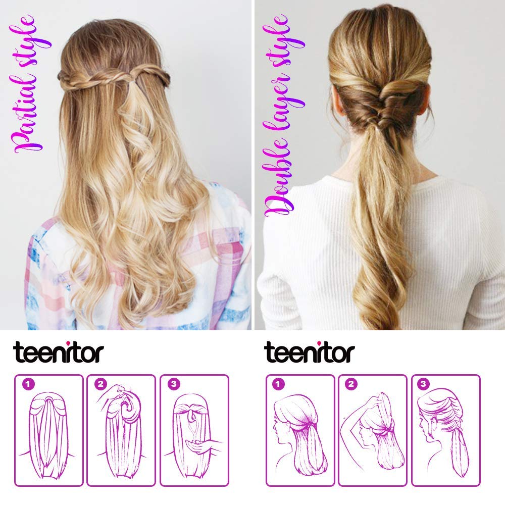 Teenitor 2 Pairs Topsy Hair Tail Tools, Hair Braid Accessories Ponytail Maker, French Braid Tool Loop for Hair Styling, 4pcs, 2 Colors : Beauty