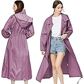 SOPPY Rain Coats for Women, Long Waterproof Raincoat Lightweight Hooded Rain Jacket for Hiking Travel Outdoor