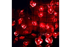 Luditek 14.7ft 40LED Valentines Day Decorations String Lights, Battery Operated Heart Shape Hanging Garland Valentines Day Decor for Indoor Outdoor Home Room Party Wedding