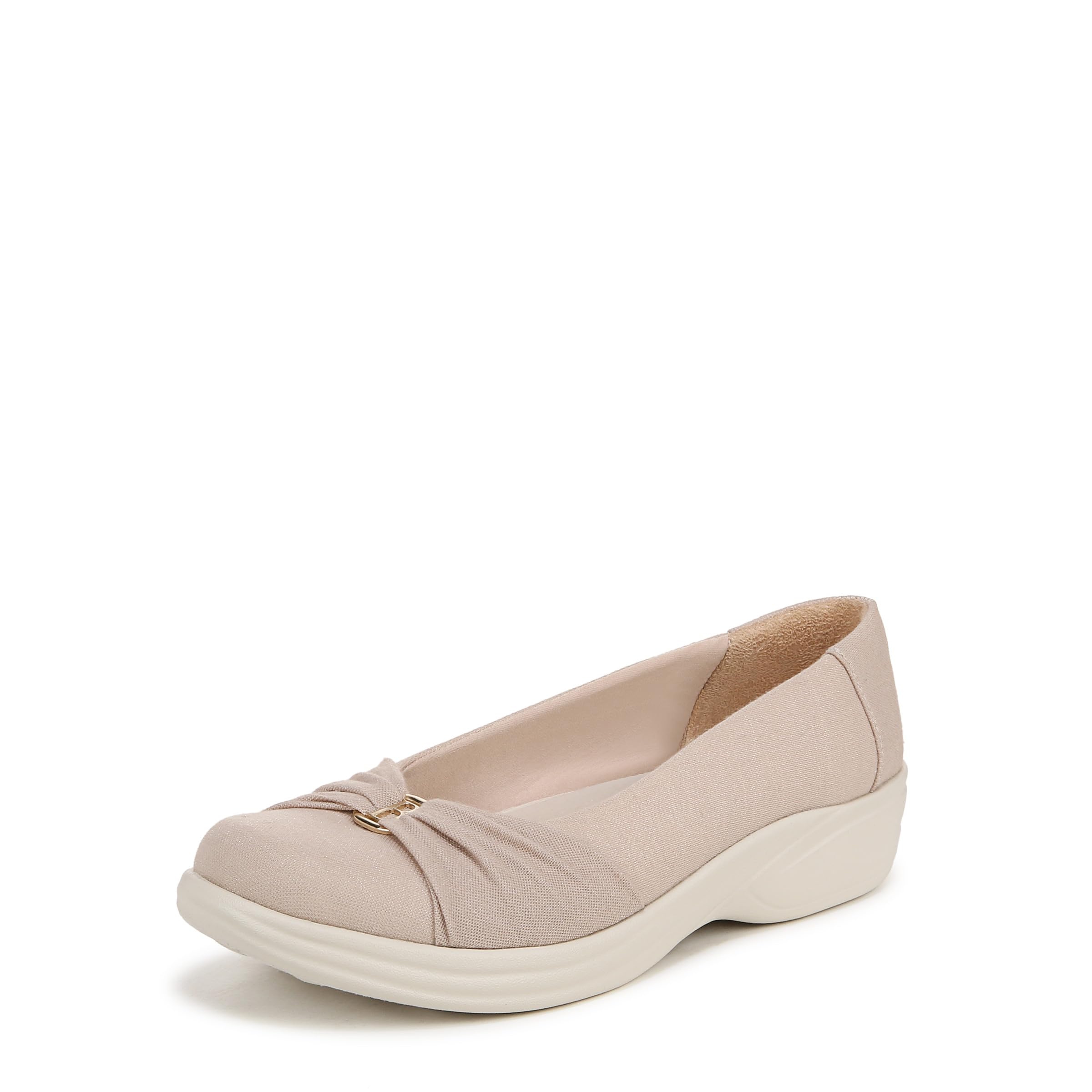 BZees Womens Paige Machine Washable Slip On Beige Fabric 8 W