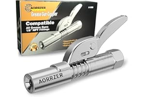 AORRZER Grease Gun Coupler, Strong Lock on Grease Couplers, 12000 PSI High Pressure Greases Gun Coupler, Compatible with All Grease Guns 1/8" NPT Grease Gun Fittings,Duty Quick Release Grease Couplers