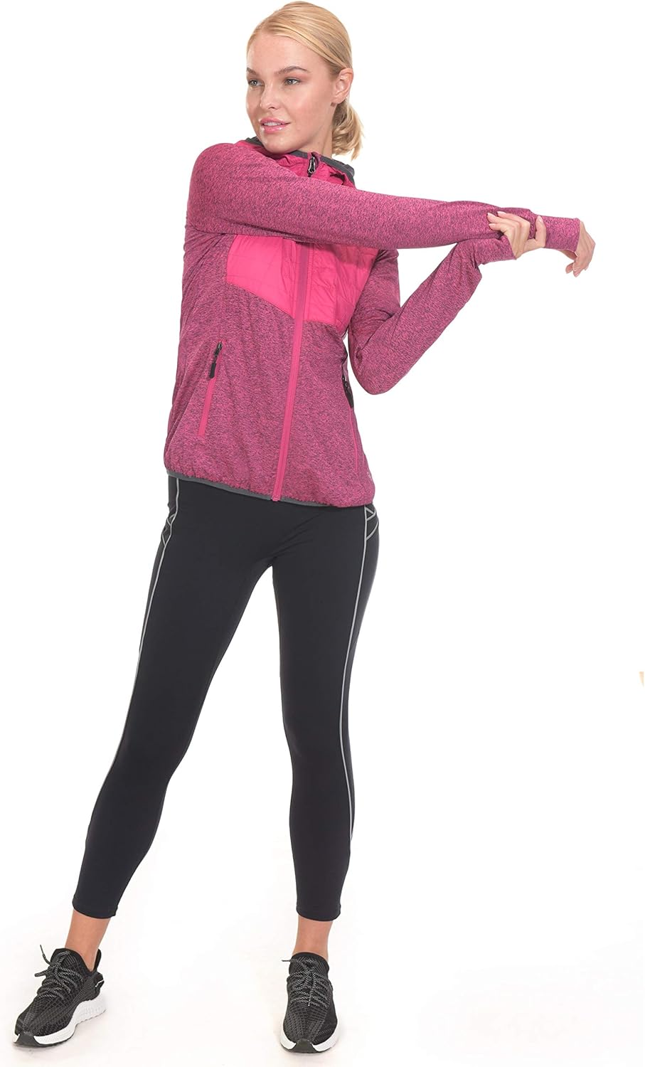 Little Donkey Andy Women's Lightweight Thermal Running Jacket Hooded Sports Track Jacket Quick Dry with Thumb Holes : Sports & Outdoors