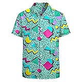 HUGLAZY 80s 90s Hawaiian Shirt for Men Retro Big