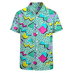 HUGLAZY 80s 90s Hawaiian Shirt for Men Retro Big