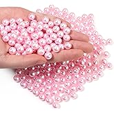 Chuyau 500pcs Pink 10mm Pearl Beads with Hole Round Pearls for Crafting Loose Pearl Beads for Jewelry Making Fake Pearls Bead for Bracelets Necklaces Earrings Key Chains Accessories DIY