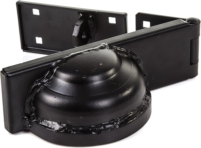 Left Handed Padlock Protector Hasp Heavy Duty Black Outdoor Cover