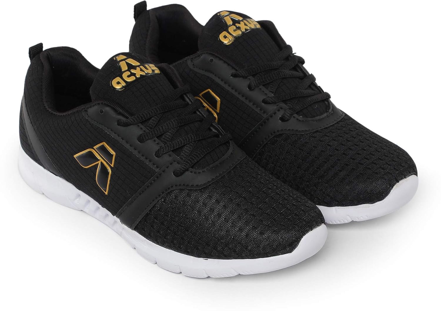 solid black running shoes