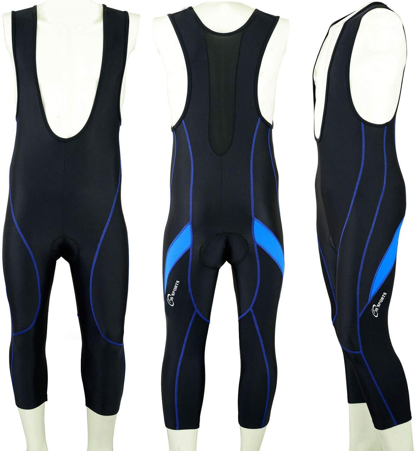 Mens Cycling 3/4 Bib Tights Coolmax Padded Cycling Tights Leggings Bib