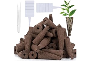 IIYL 61 Pack Grow Sponges, Replacement Root Growth Sponges Seed Pods Compatible with AeroGarden, Compatible with Hydroponics Growing System Kit, Includes 10 Plant Labels and 1 Tweezers