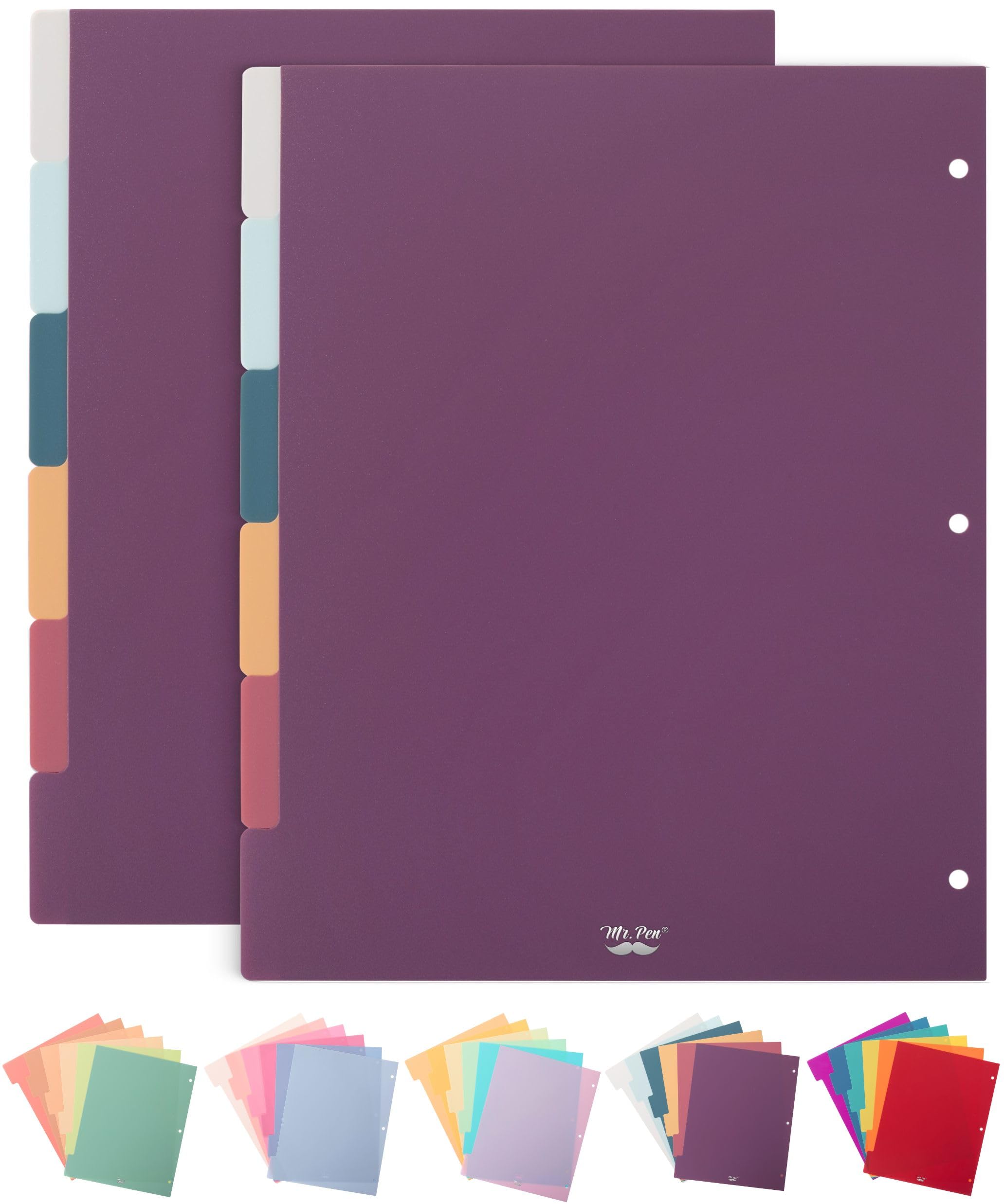 Mr. Pen - 6 Tab Binder Dividers, Pack of 2 Sets